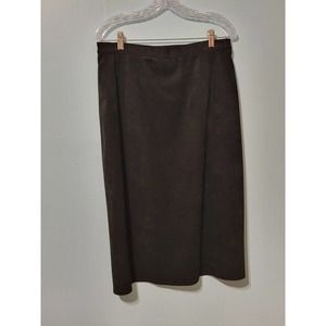 Vintage 70s Microsuede Midi Skirt. Size 12. Black.